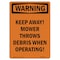 Signmission OSHA WARNING Sign, Keep Away! Mower Throws Debris, 18in X 12in Decal, 12" W, 18" L, Portrait OS-WS-D-1218-V-13267 - alternate 1